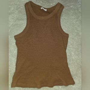 Good American Waffle Knit Tank Brown Size 3=Small